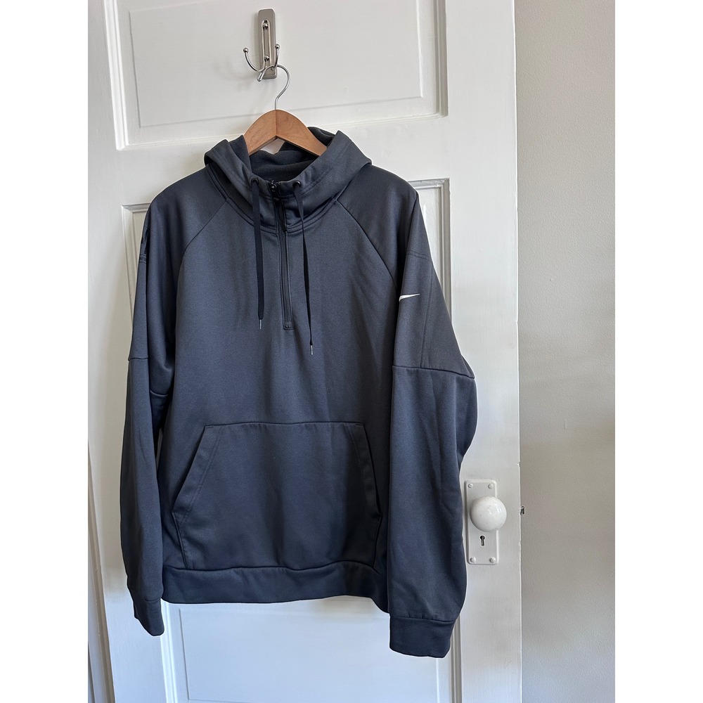 Nike Therma-FIT Mens Quarter Zip Hoodie Gray Fleece Sweatshirt, Sz L